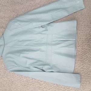 Baby blue real leather blazer